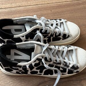 P448 Black and White Animal Print Sneakers